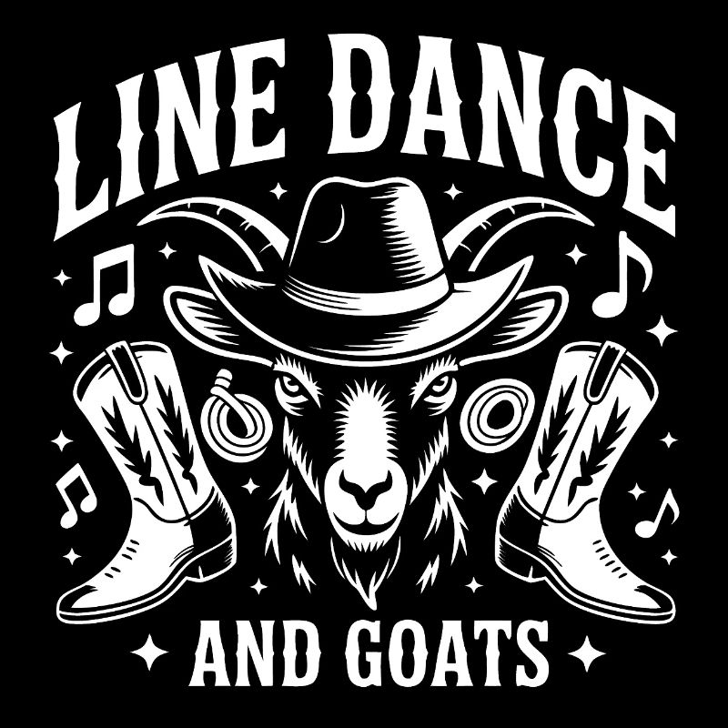 Goats and Line Dance Funny Goat with Stetson