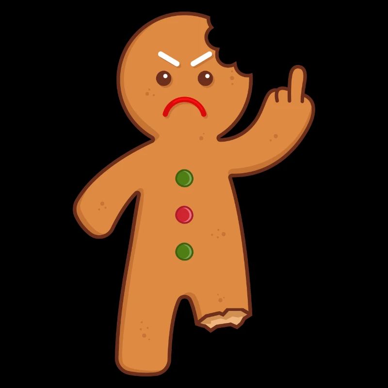 Gingerbread man stinking finger middle finger