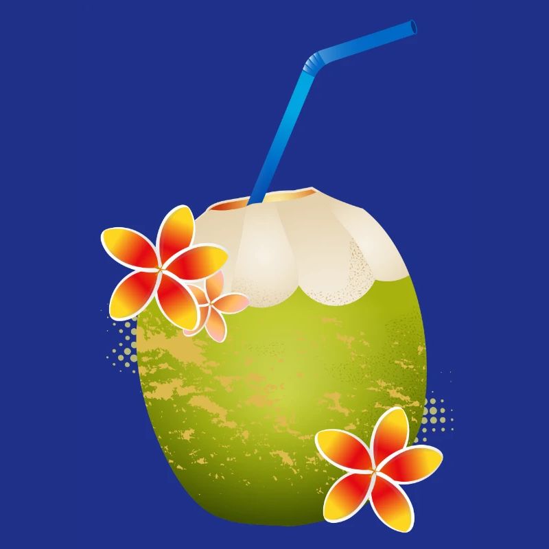 Cocktail de noix de coco décoré avec fleur & paille