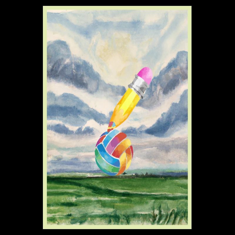 Paysage aquarelle avec boule