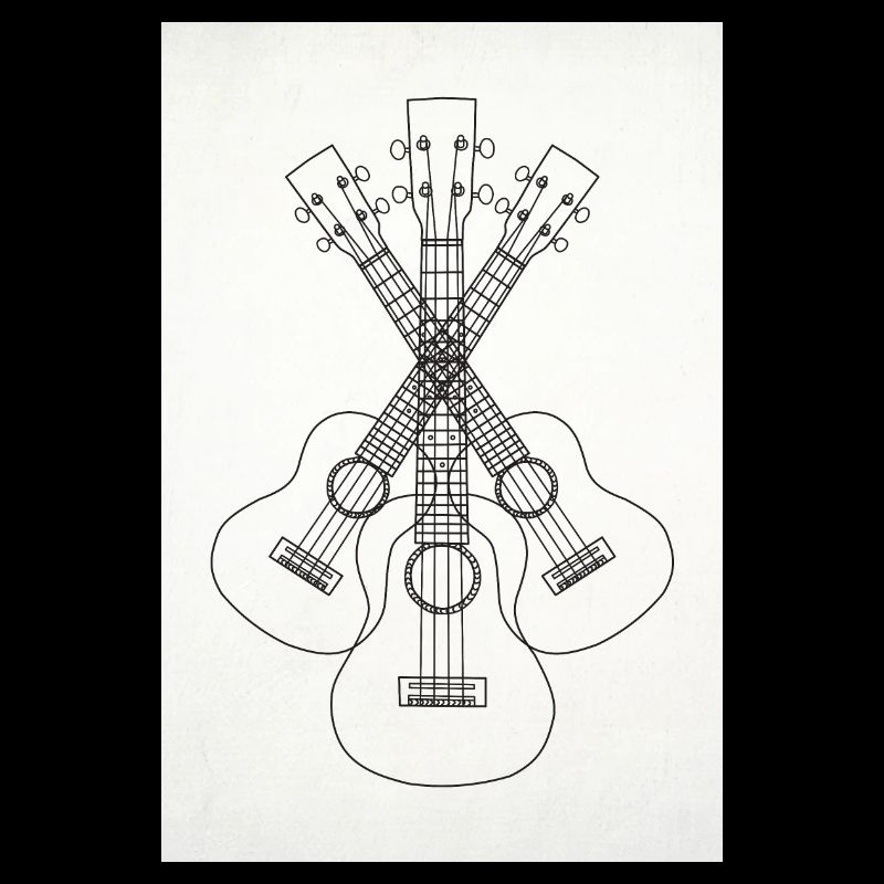 Ukulele LineArt noir - Affiche