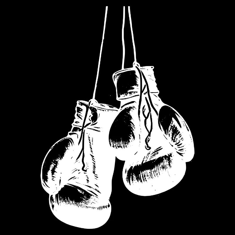 Hanging white boxing gloves design. Logo Design