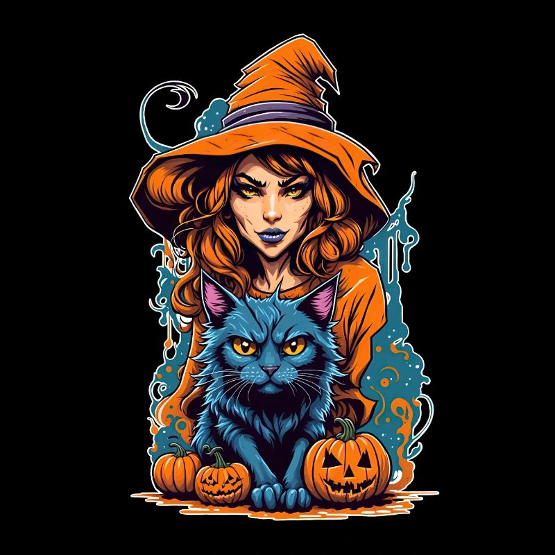 Halloween Hexe Schwarze Katze