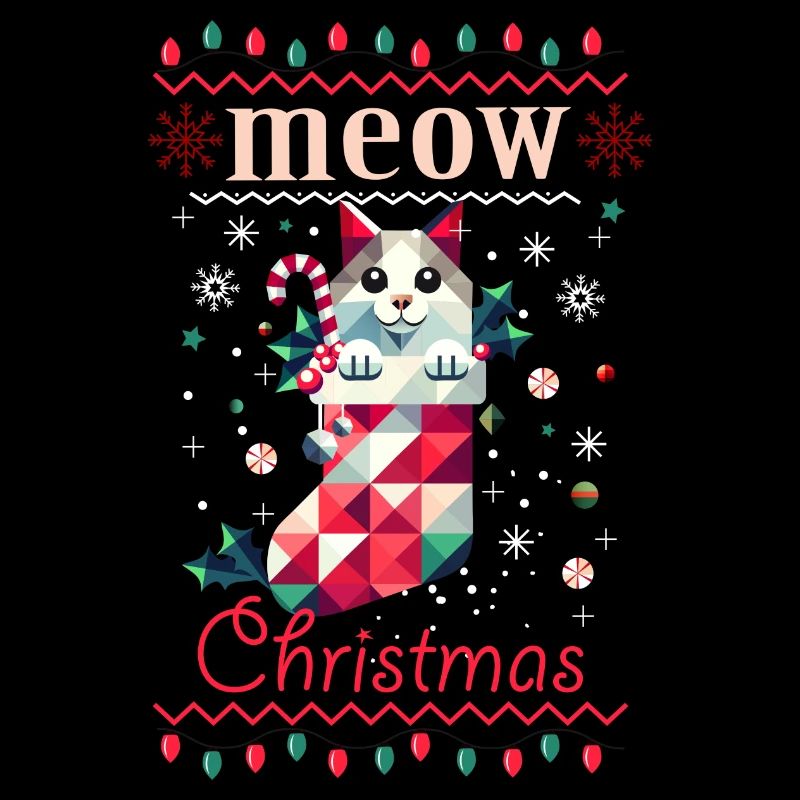 Chat espiègle en bas - Style de Noël laid