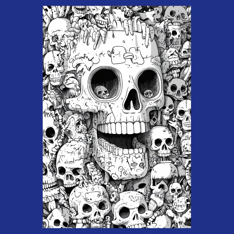 Skeleton shell in black and white