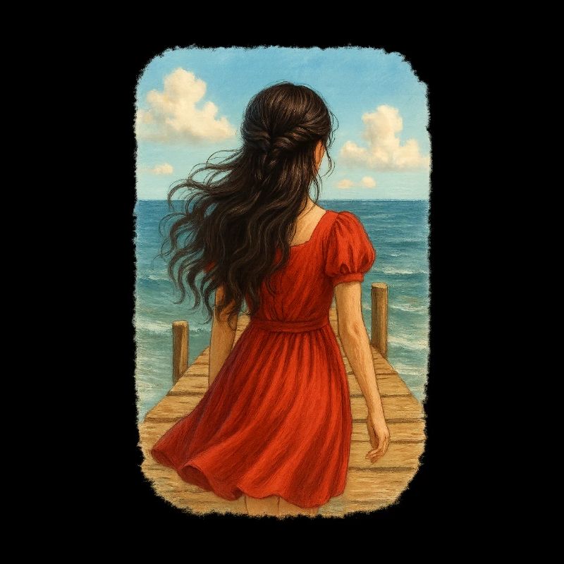 Schwarzhaariges Mädchen am Meer