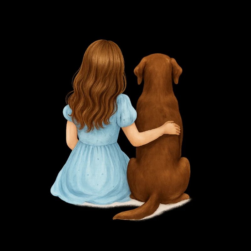 Femme brune avec labrador brun