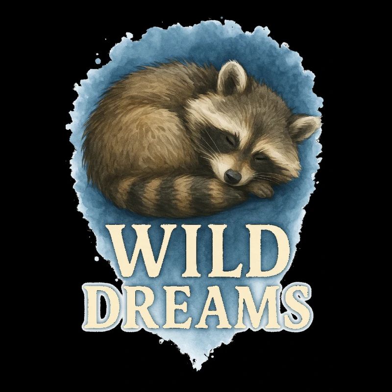 Wild Dreams – Schlafender Waschbär Aquarell