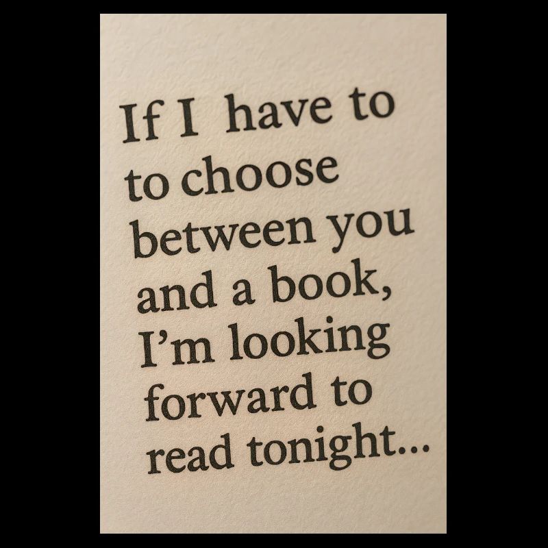 Choosing between you and a book