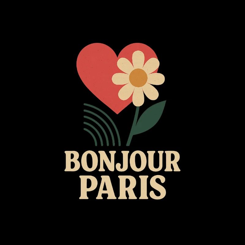 Bonjour Paris – Retro Herz & Blume Design