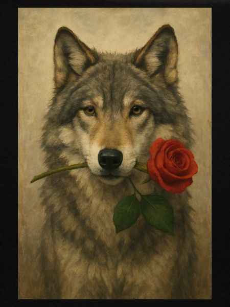 Wolf mit Blume