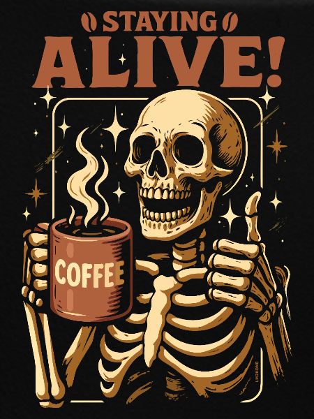 Staying Alive Skelett Kaffee