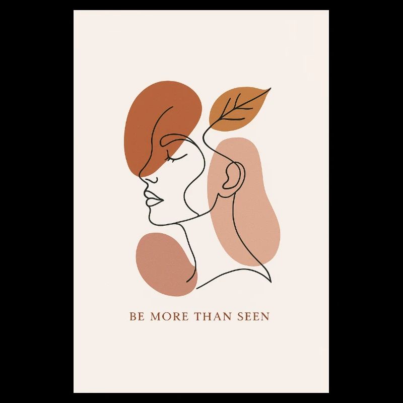 Minimalist portrait with empowering sheet and message