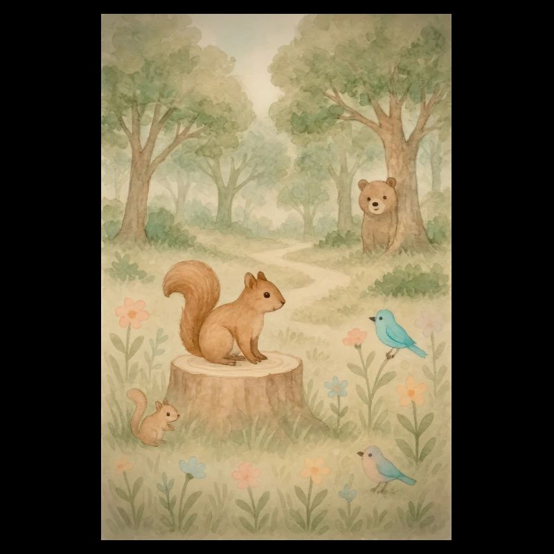 Écureuil dans la nature avec ses amis