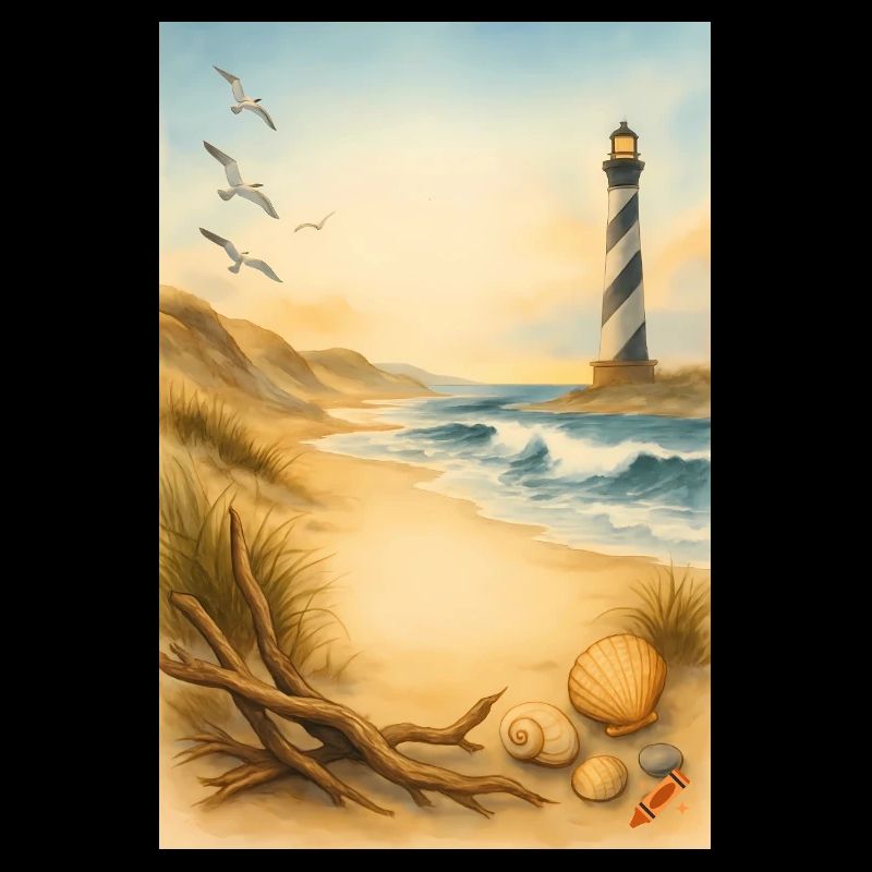 Beach with lighthouse