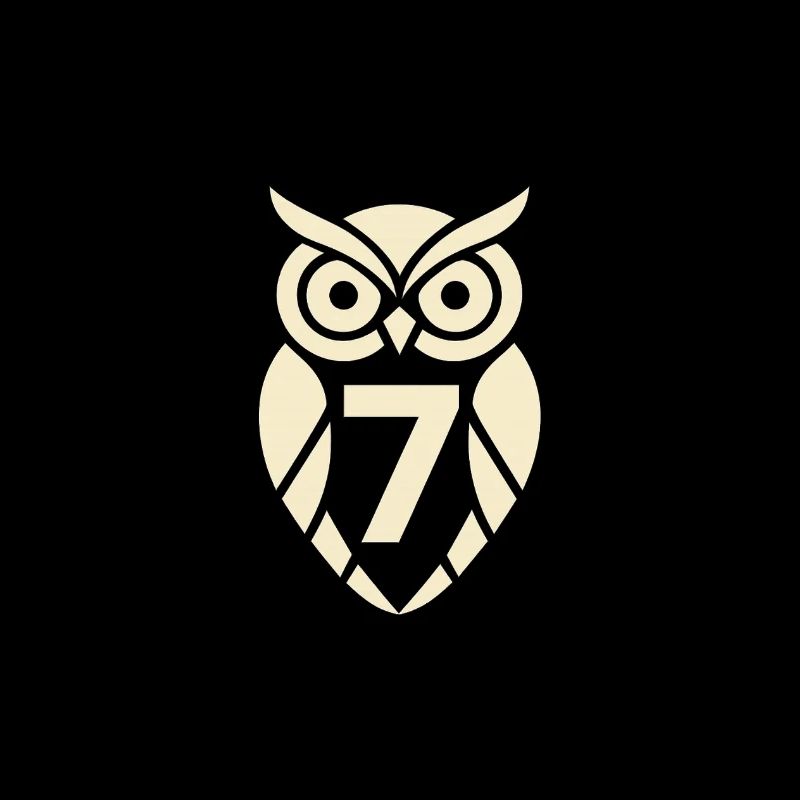 Minimalist Owl with Number Seven Design