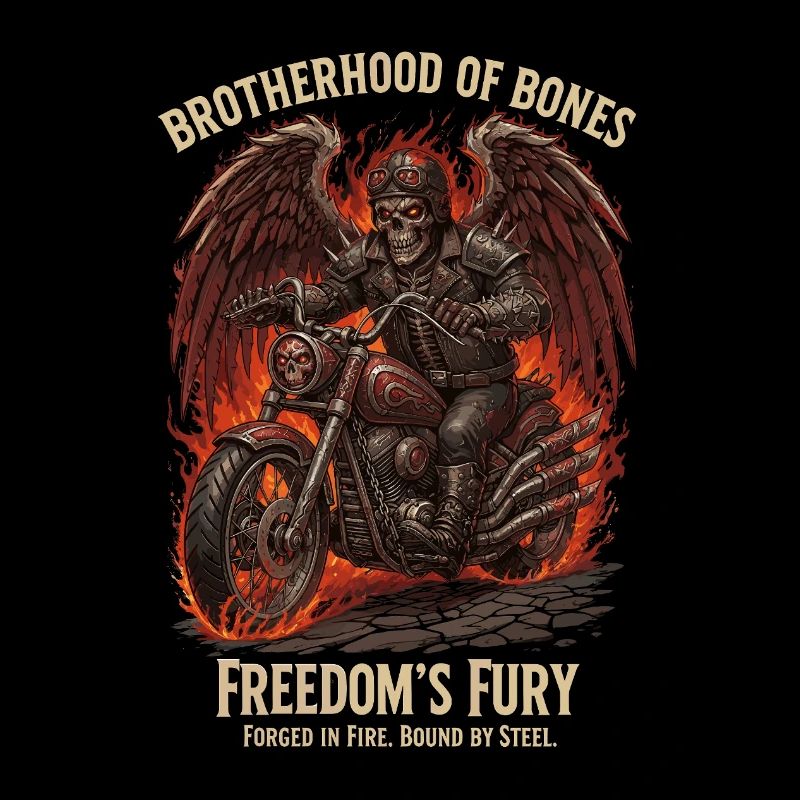 Biker skeleton, motorcycle and flames - Halloween