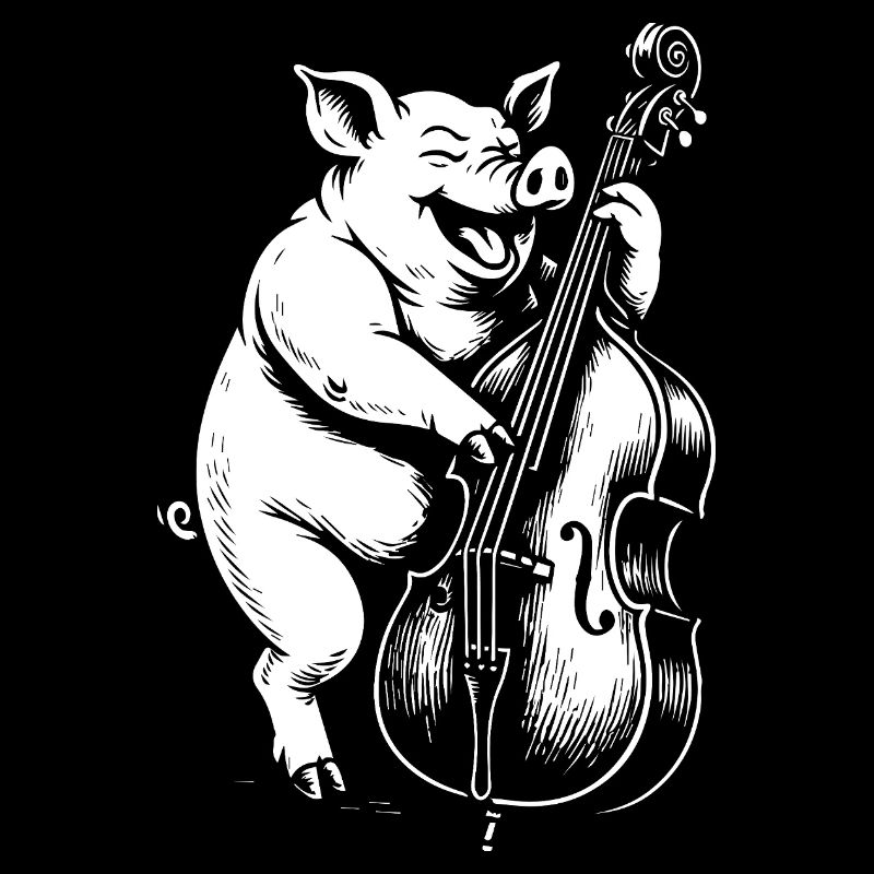 Cochon Bassiste à la contrebasse