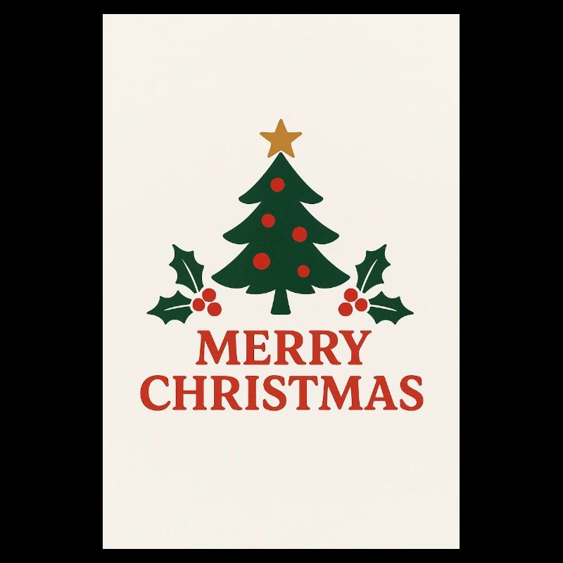 Merry Christmas Tree Retro Red and Green 