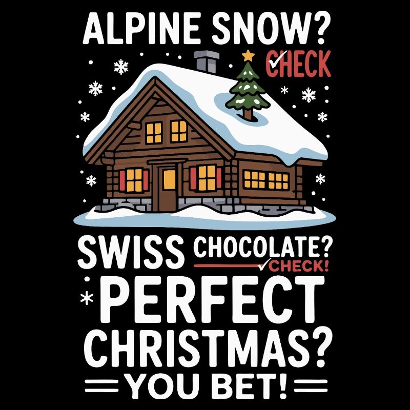 Chalet alpin de Noël avec neige et chocolat