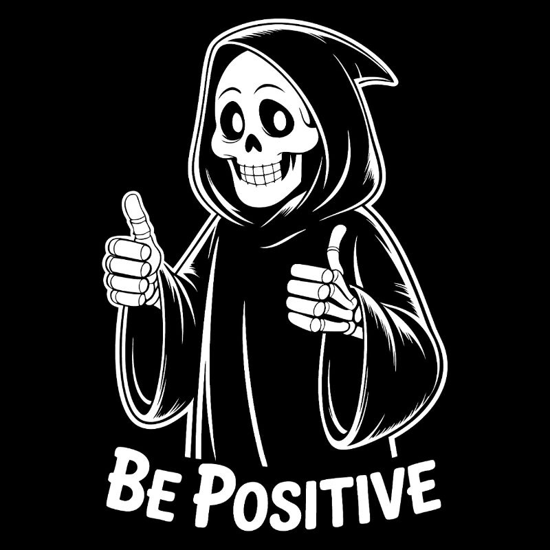 Be Positive Grim Reaper Cartoon