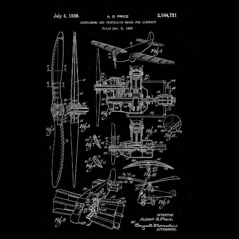 Vintage Aircraft Patent Aeronautical Technical Board
