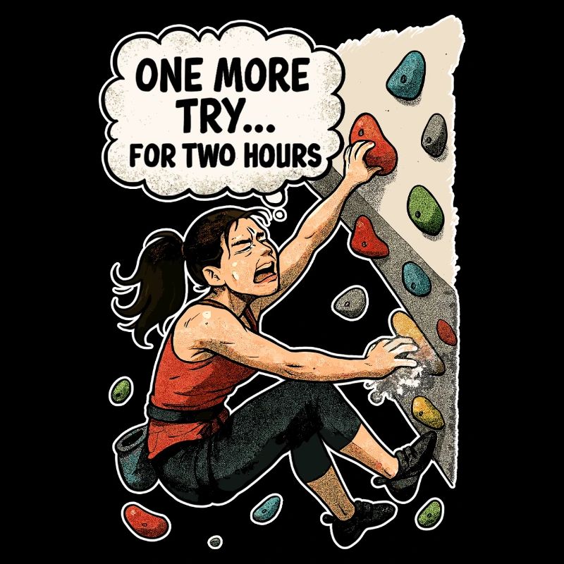 Bouldern Frau Überhang – One More Try Comic