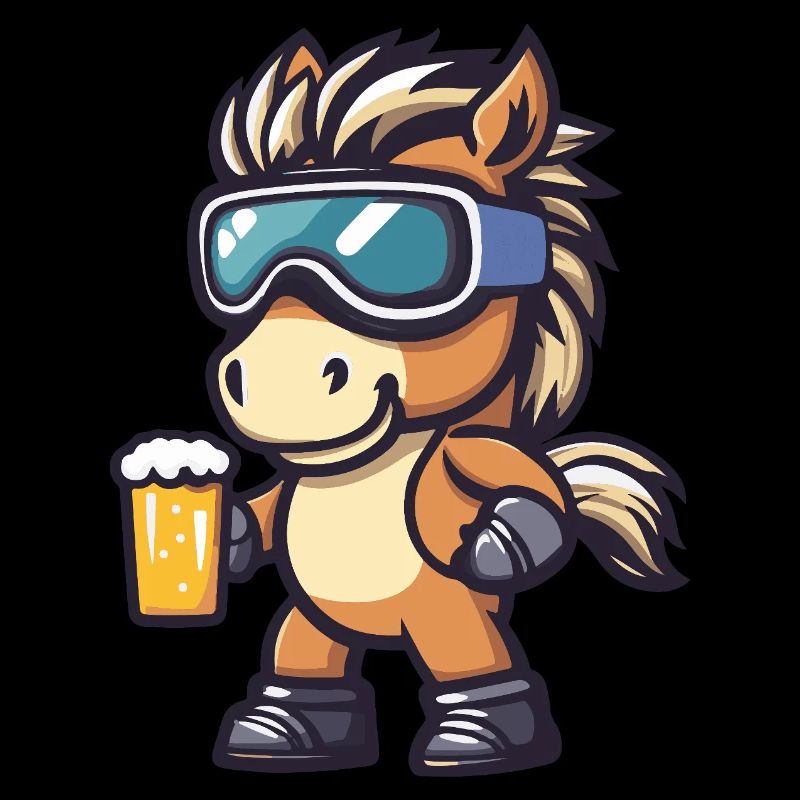Pferd Apres Ski Bier Comic