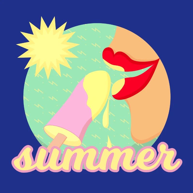 Sommer, Sonne, Eis - rote Lippen essen ein Eis