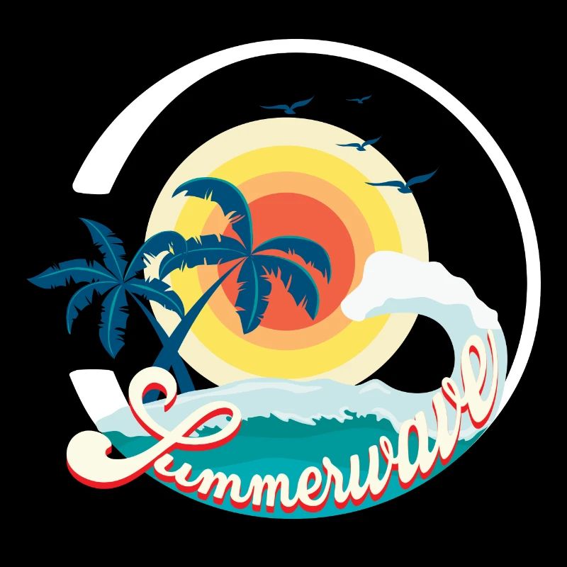 Summerwave Summer Beach Palm Trees Surf Shirt