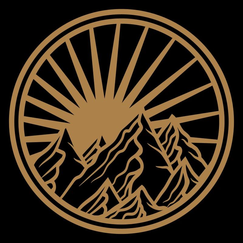 gold mountains circle round logo sun high mountain