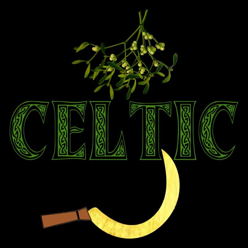 celtic lettering with mistletoe and sickles