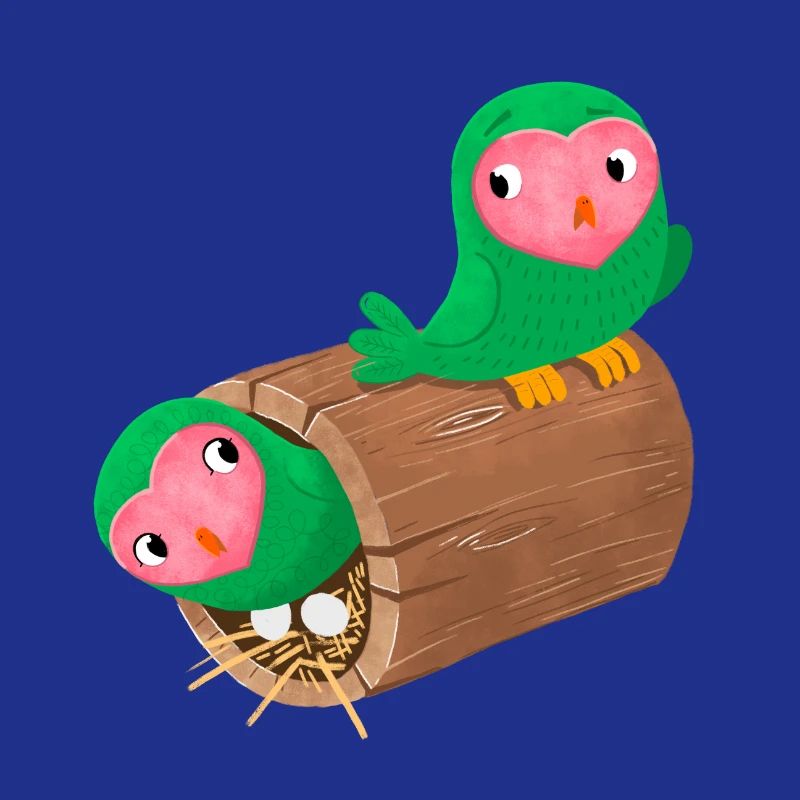 Nidification oiseaux de visage de pêche dans un journal