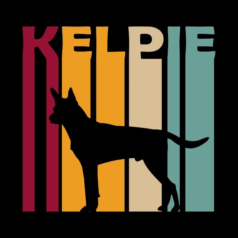 Australian Kelpie Schäferhund Retro Silhouette