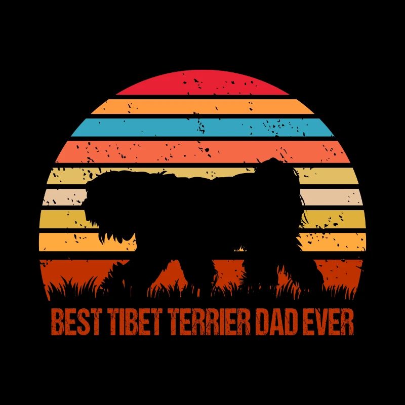 Tibetan Terrier Best Dad Saying Retro for Master