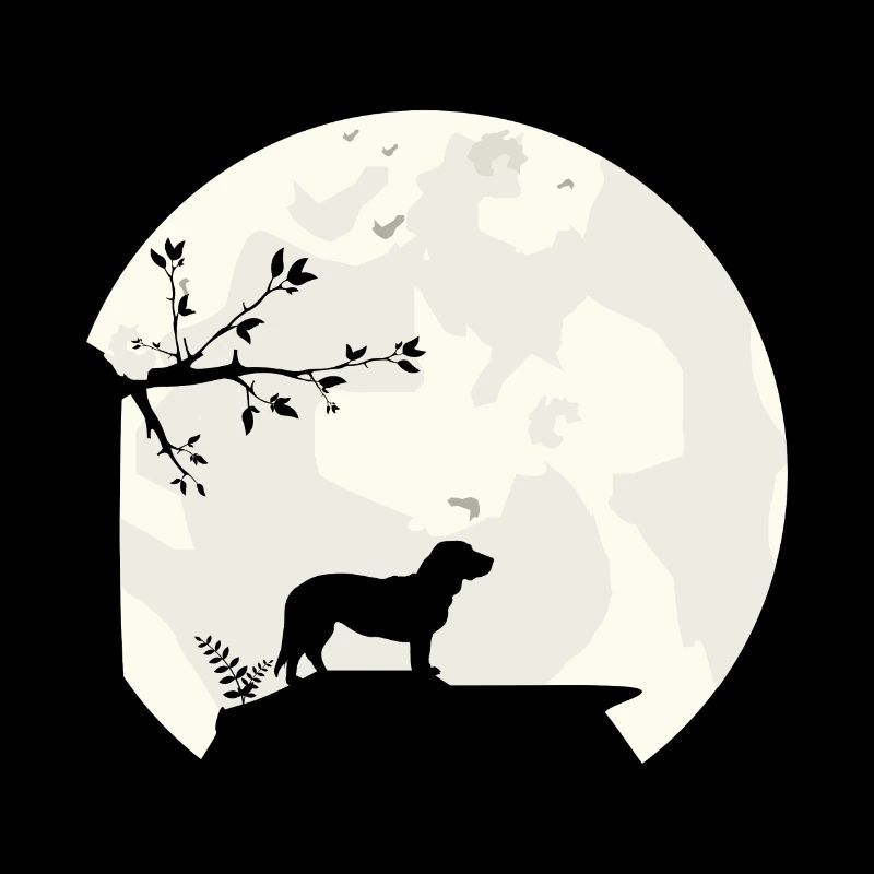 Alpine Dachsbracke full moon silhouette