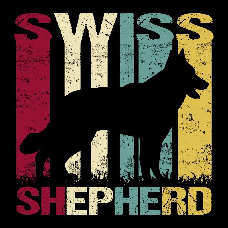 Weisser Weißer Schweizer Schäferhund Retro