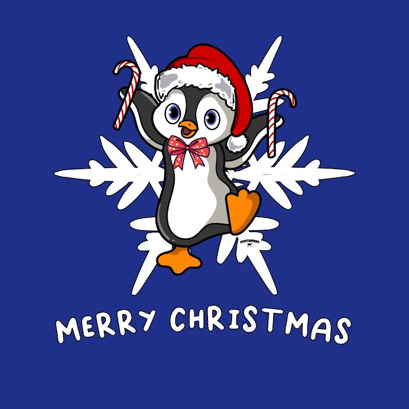 Doux pingouin de Noël avec flocon de glace