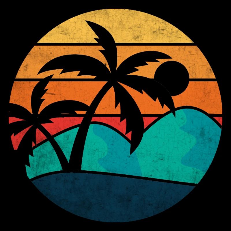 été palmier coucher du soleil retro