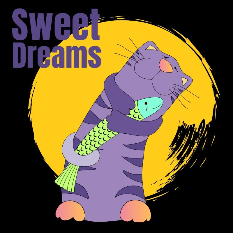 chat mignon miaou rayures violettes cadeau animal