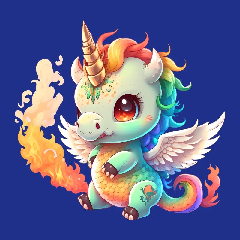 00251 chubby baby unicorn with rainbow mane