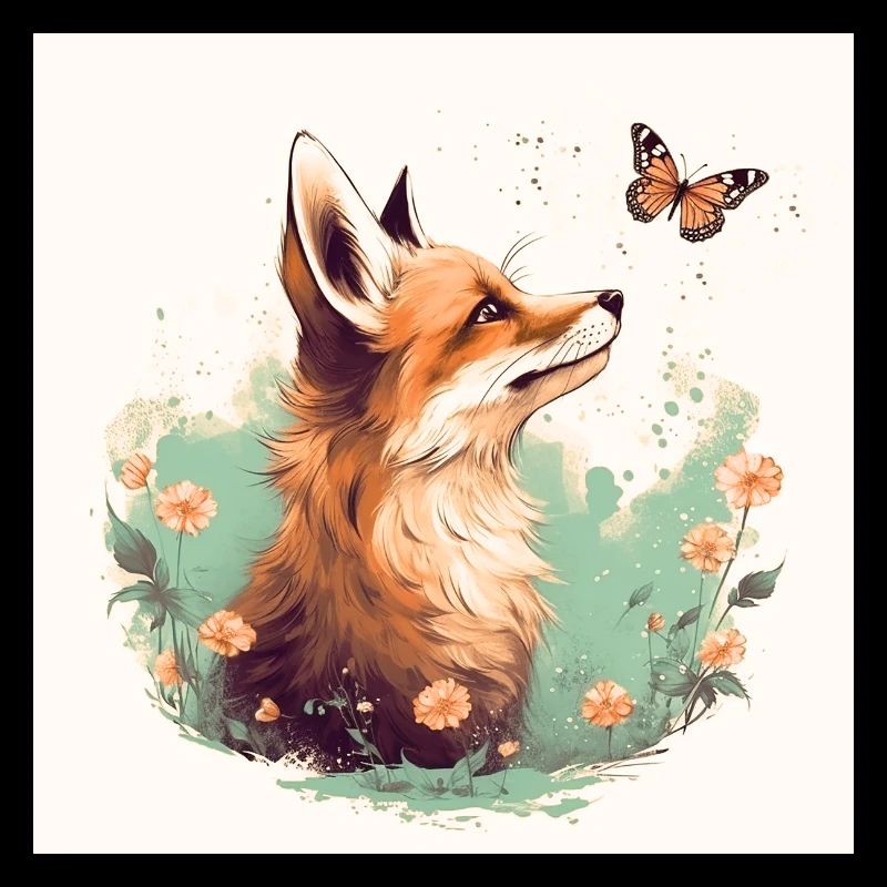 Renard avec papillon