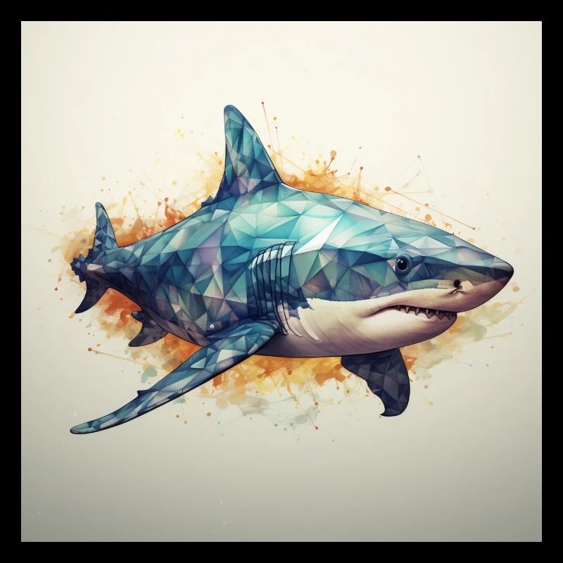 Shark geometrical drawing 2 - with background