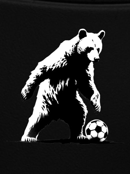 Bear playing soccer