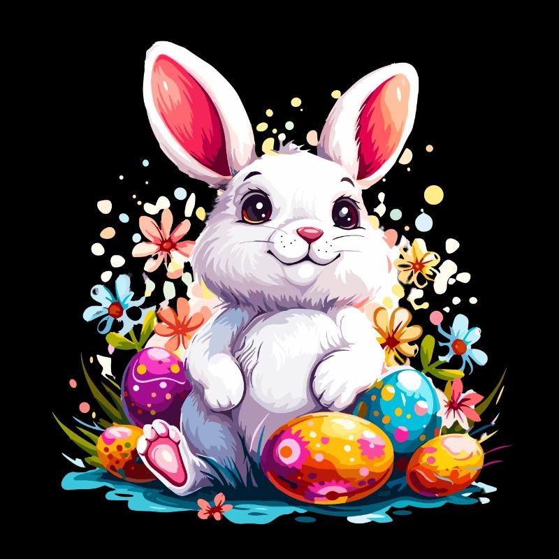 Easter Bunny with Painted Eggs