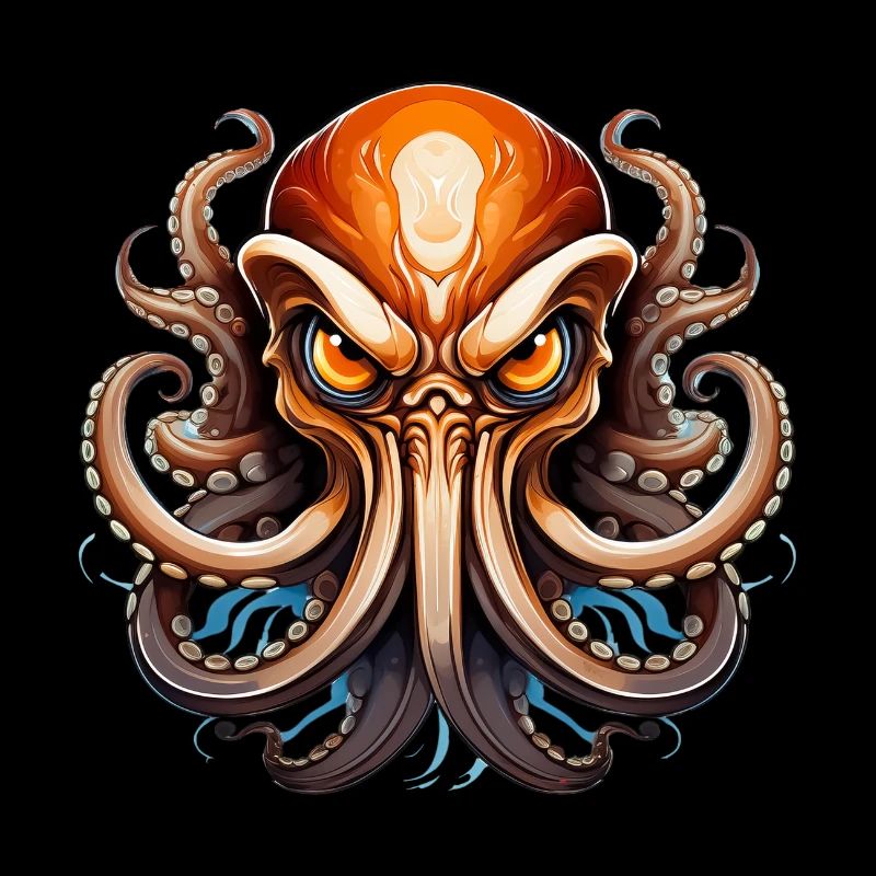 Wild angry animal octopus combative mascot