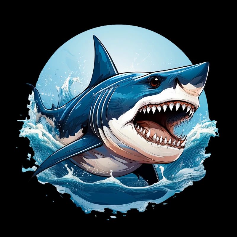 Wild angry animal combative shark mascot cool