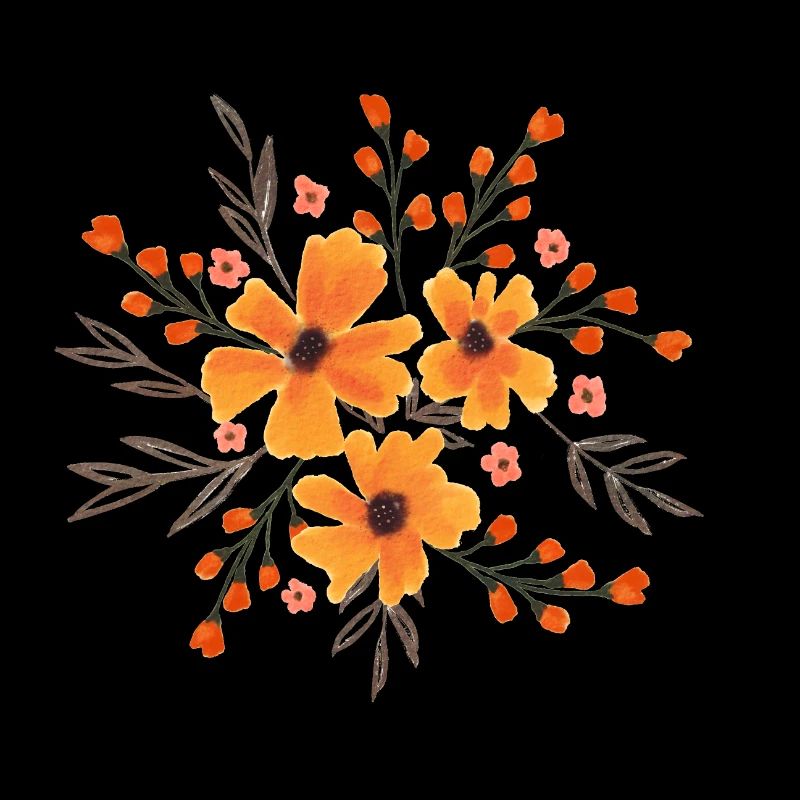 Fleurs d’automne, fleurs aquarelle aux couleurs d’automne