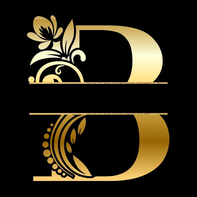 Personalized golden floral letter b - gift idea