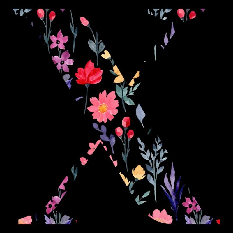 Personalized floral letter x - gift idea